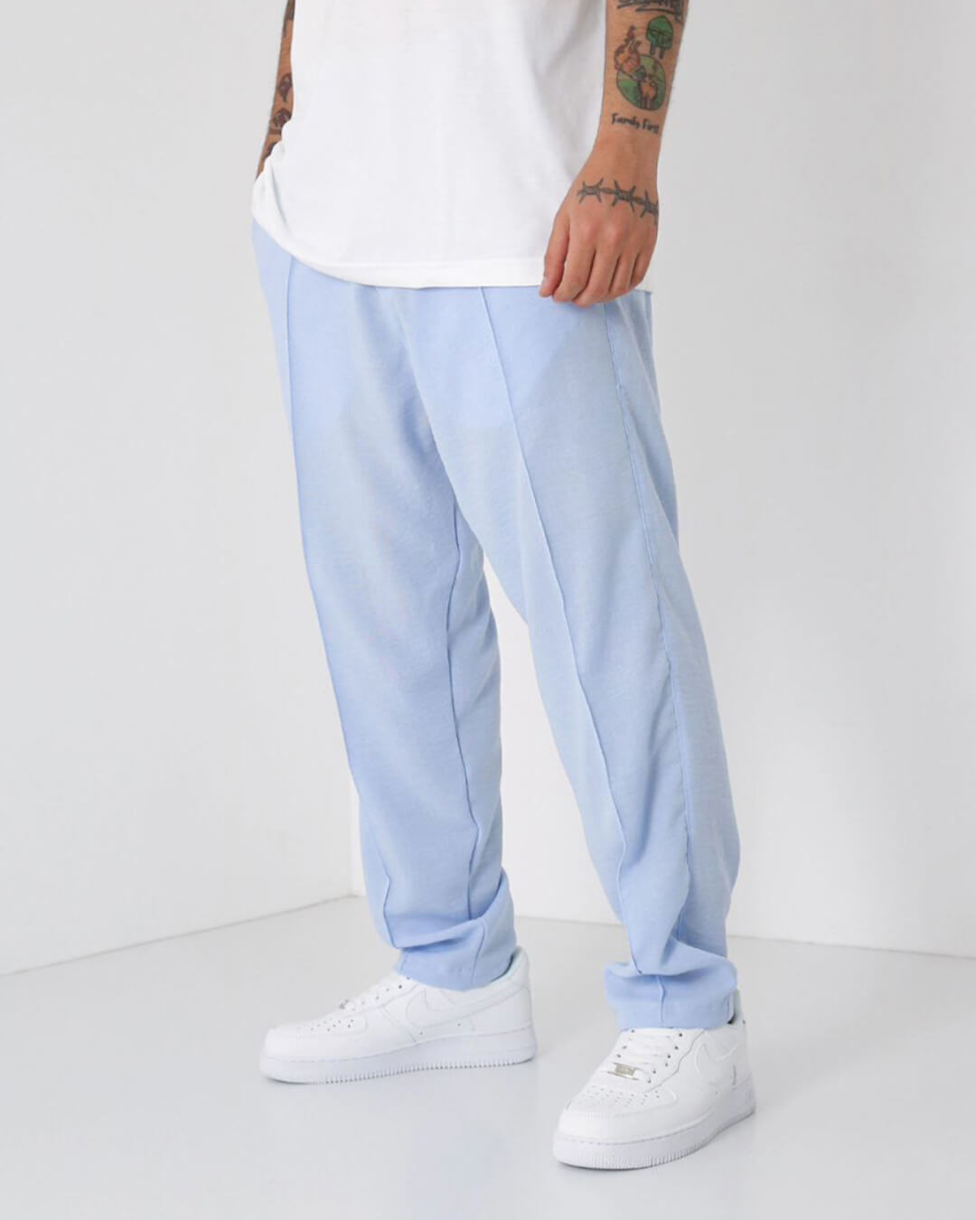 LOOSE FIT LINEN JOGGER PANTS - BLUE