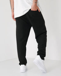 LOOSE FIT LINEN JOGGER PANTS - BLACK
