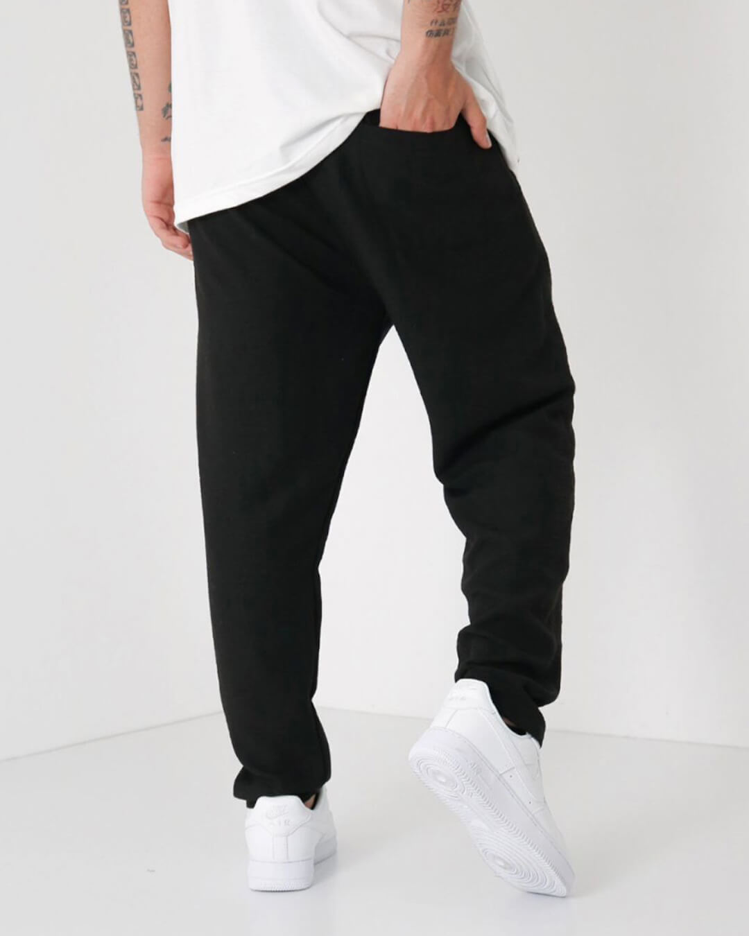 LOOSE FIT LINEN JOGGER PANTS - BLACK