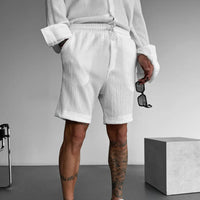 WHITE RELAXED FIT COTTON CRUSH SHORTS