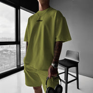 Zapped Oversize T-Shirt & Cargo Short Set - PISTACHIO