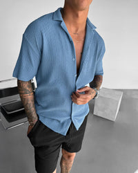 OVERSIZE RIBBED SHIRT - CORONET BLUE