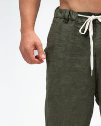 Men’s Linen Drawstring Pants - OLIVE