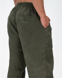 Men’s Linen Drawstring Pants - OLIVE