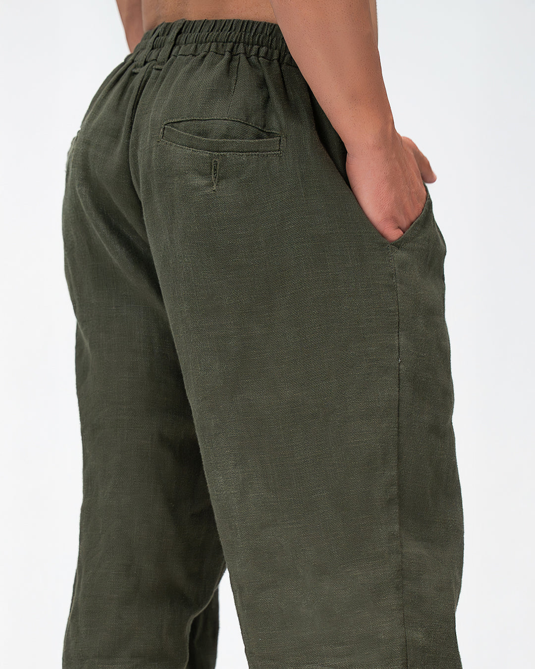 Men’s Linen Drawstring Pants - OLIVE