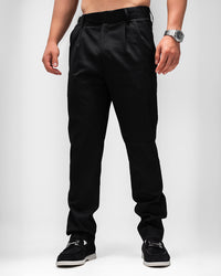 MEN’S SLIM-FIT BLACK PLEATED TROUSERS