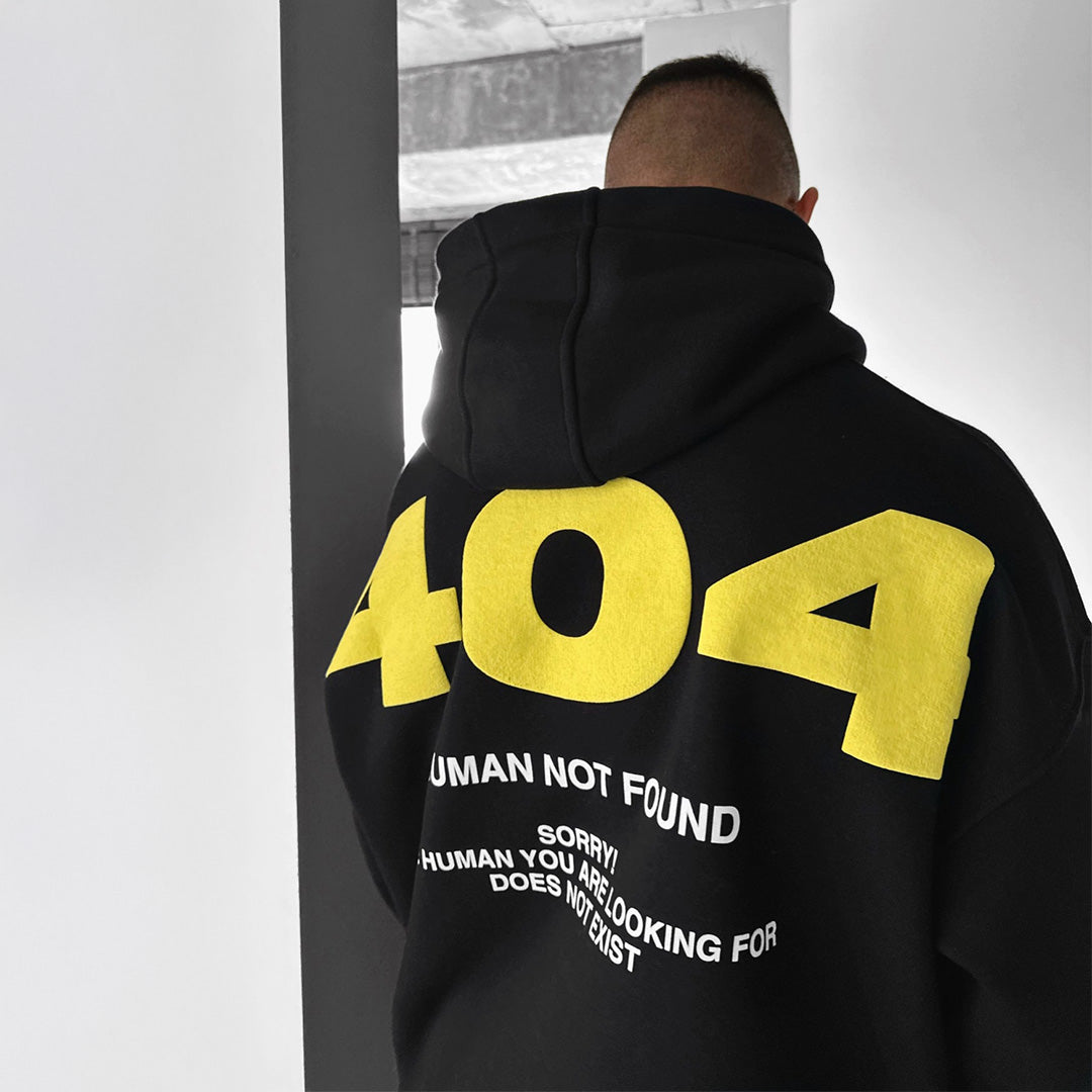 ERROR 404 DROP SHOULDER HOODIE BLACK – Zapped - Main Image