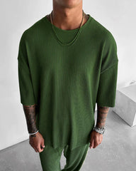 OVERSIZE RIBBED T-SHIRT - ARMY GREEN
