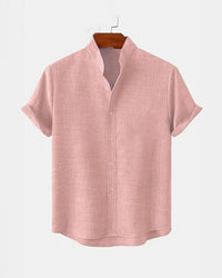 BAN COLLAR LINEN SHIRT - PEACH