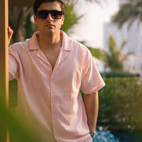 CLASSIC BOWLING LINEN SHIRT - PEACH