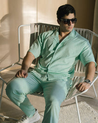 CLASSIC BOWLING LINEN SHIRT - SEA GREEN