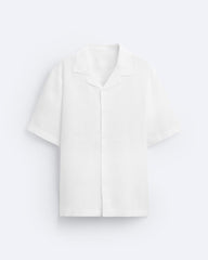 CLASSIC BOWLING LINEN SHIRT - WHITE