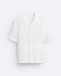 CLASSIC BOWLING LINEN SHIRT - WHITE