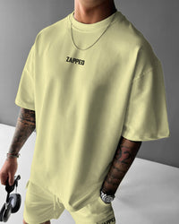 ZAPPED OVERSIZE CREW NECK COTTON T-SHIRT - LEMON