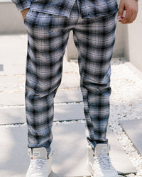 LOOSE FIT PLAID CORD PANTS - GRAY