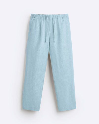 RELAXED LINEN DRAWSTRING TROUSER - BLUE