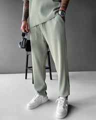 LOOSE FIT RIBBED TROUSER - TEA GREEN