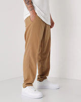LOOSE FIT LINEN JOGGER PANTS - CAMEL
