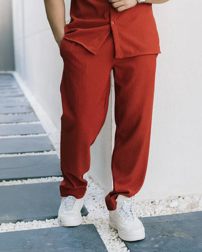 LOOSE FIT RIBBED TROUSER - RUST
