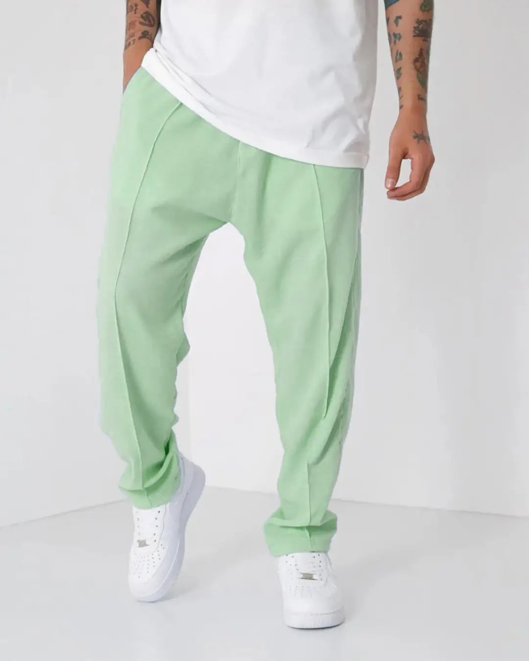 LOOSE FIT LINEN JOGGER PANTS - PISTACHIO