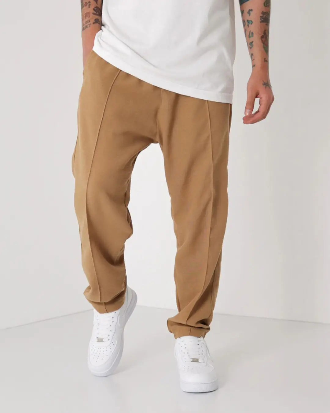 LOOSE FIT LINEN JOGGER PANTS - CAMEL