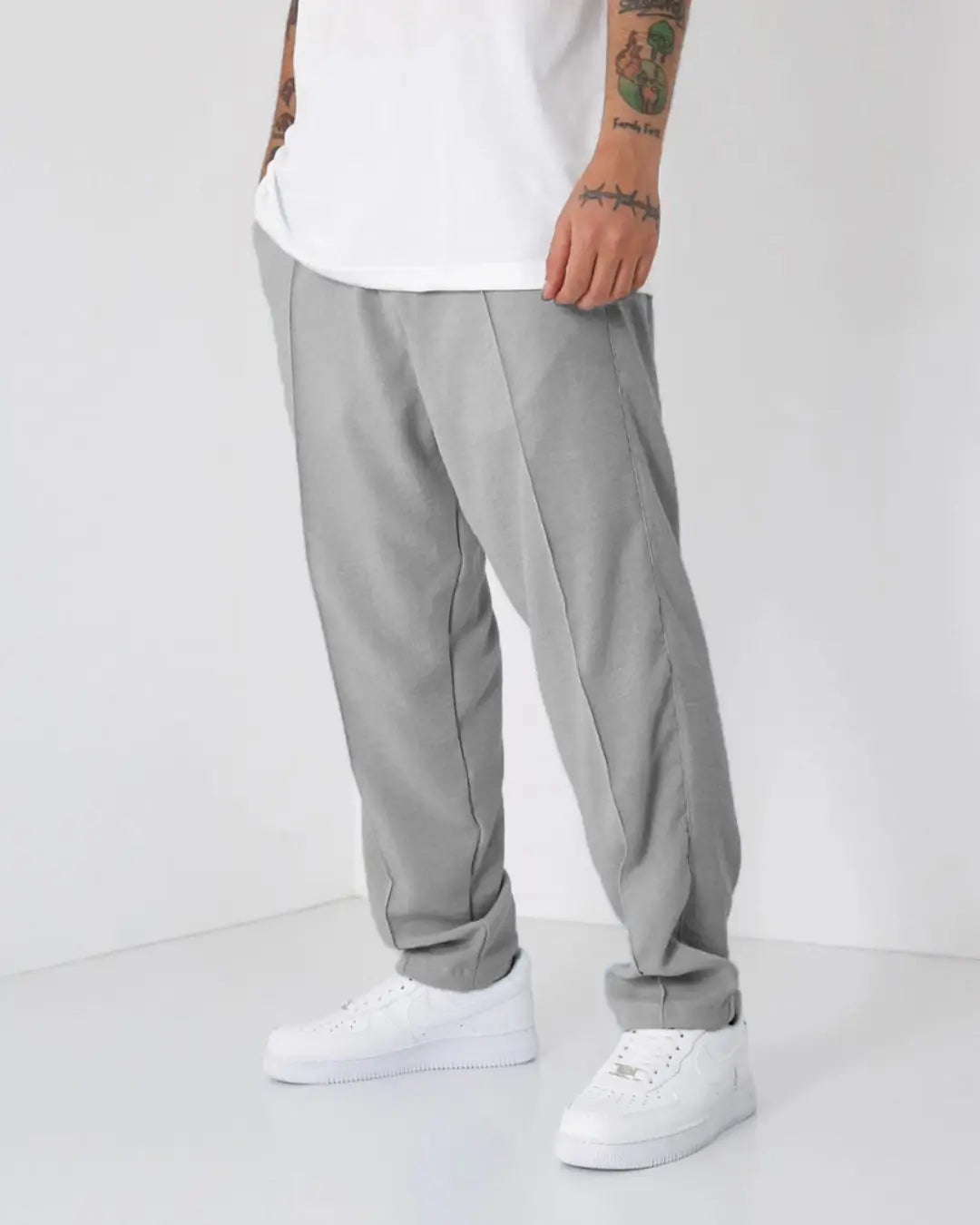 LOOSE FIT LINEN JOGGER PANTS - GRAY