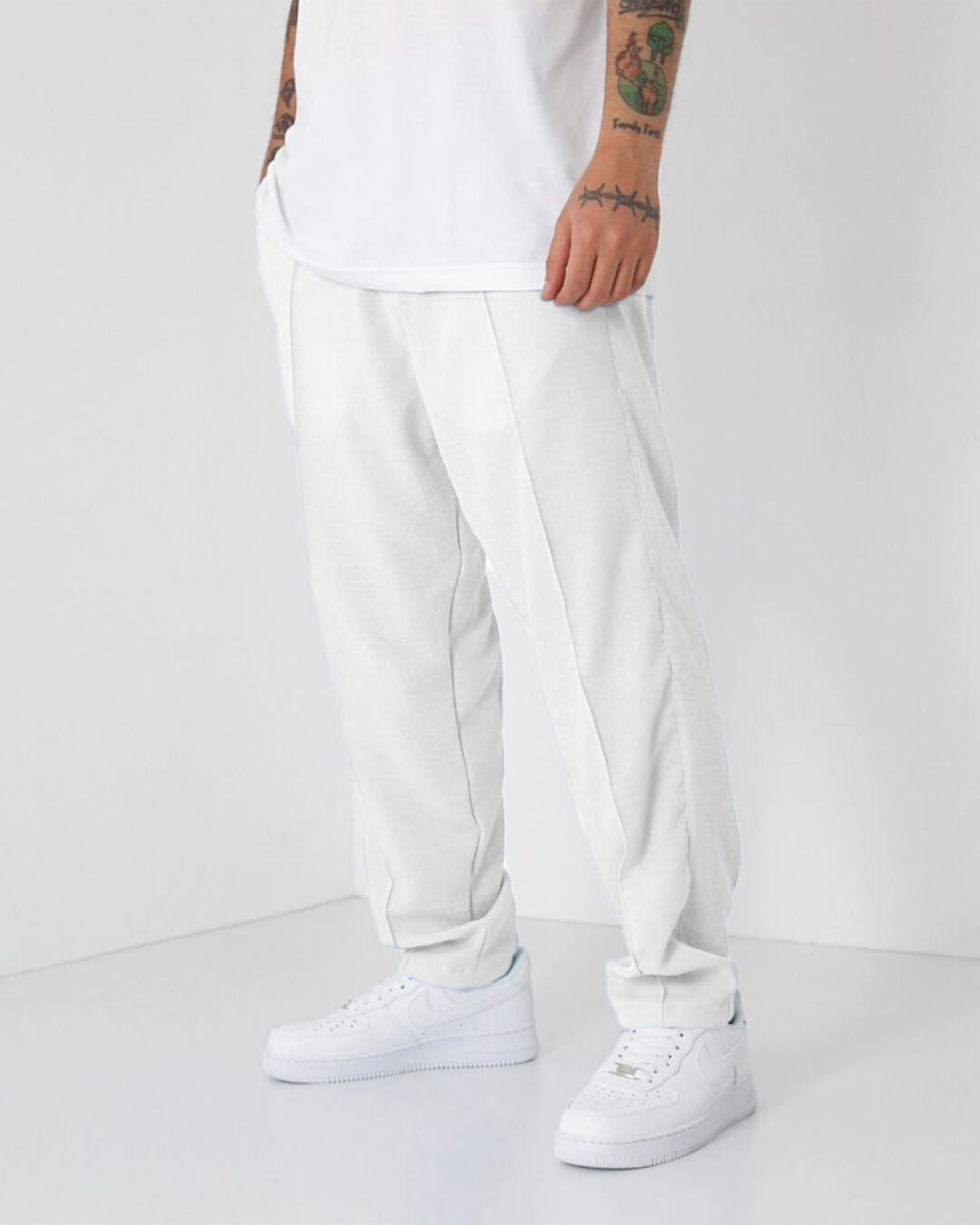 LOOSE FIT LINEN JOGGER PANTS - WHITE