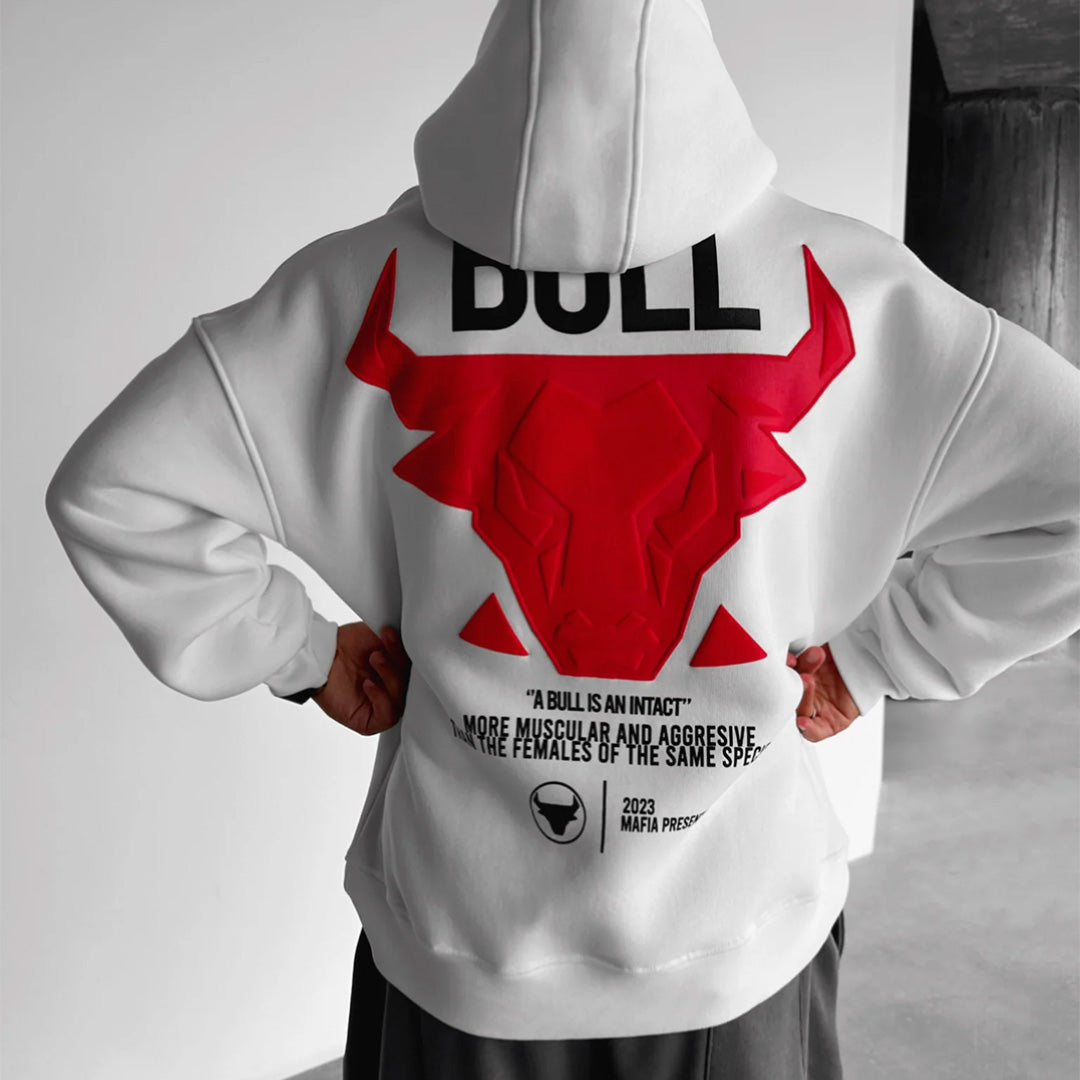 Oversize Bull Hoodie - White/Red