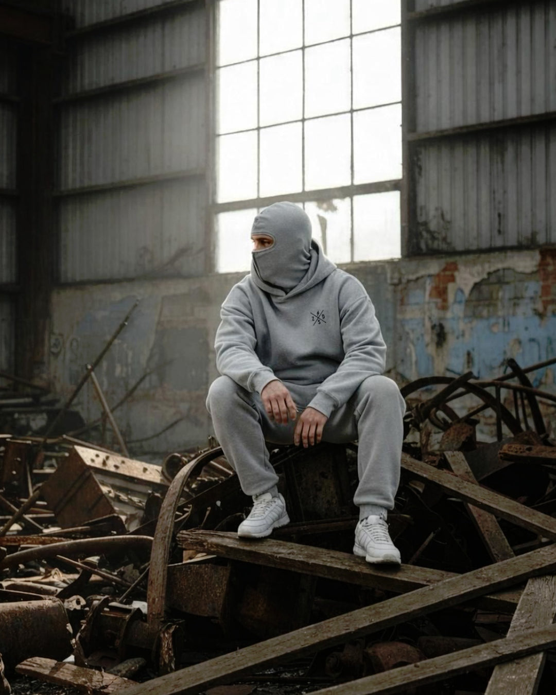 Zapped Balaclava Ninja Hoodie - Grey