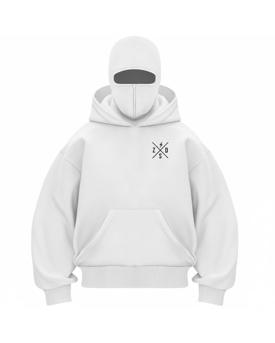 Zapped Balaclava Ninja Hoodie - White