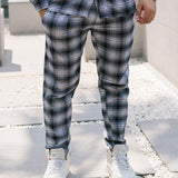 LOOSE FIT PLAID CORD PANTS - GRAY