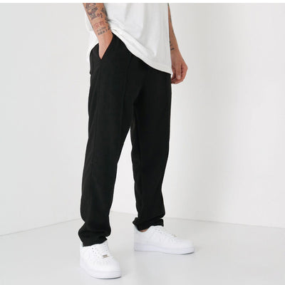 LOOSE FIT LINEN JOGGER PANTS - BLACK