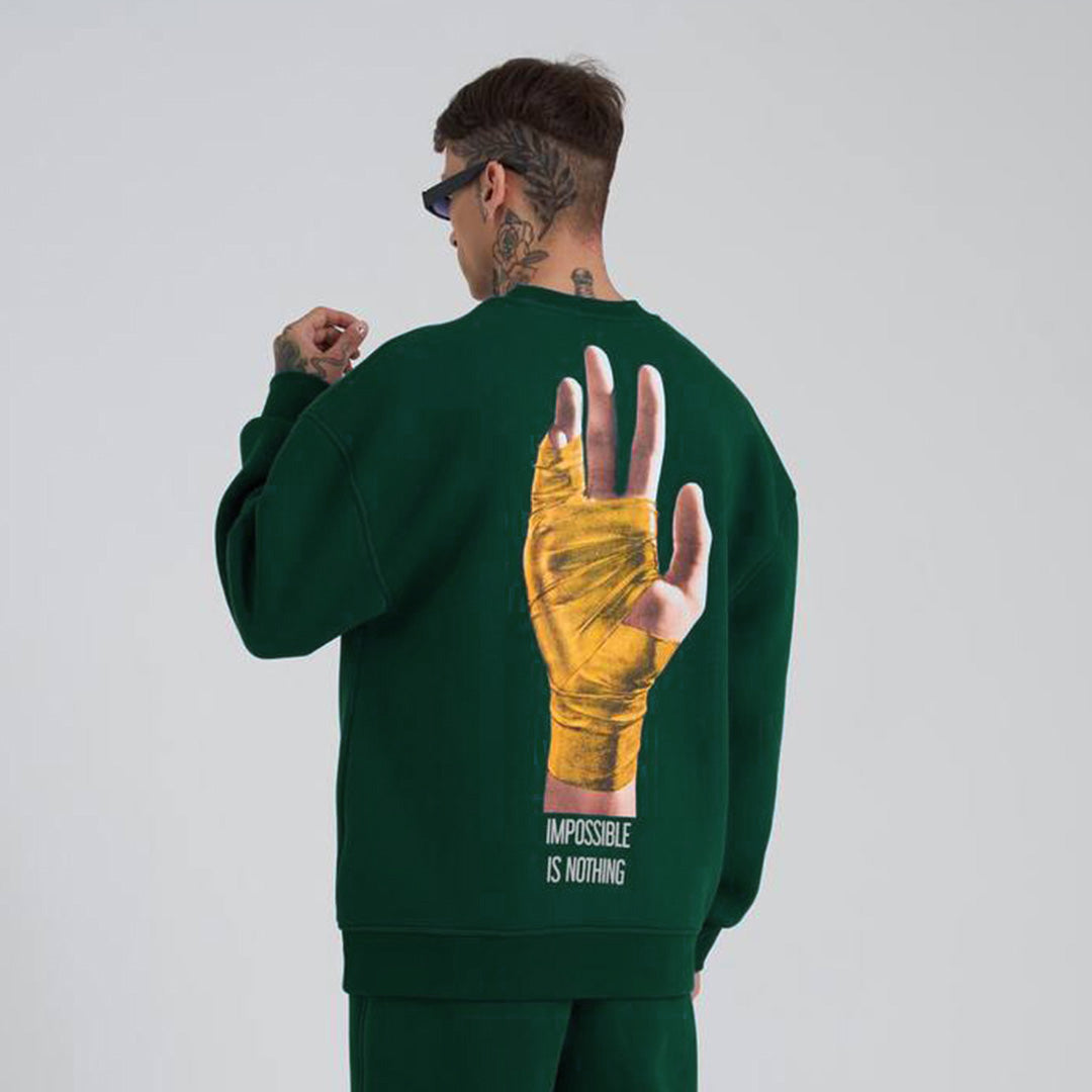 Nothing Impossible Drop Shoulder Sweatshirt - Green