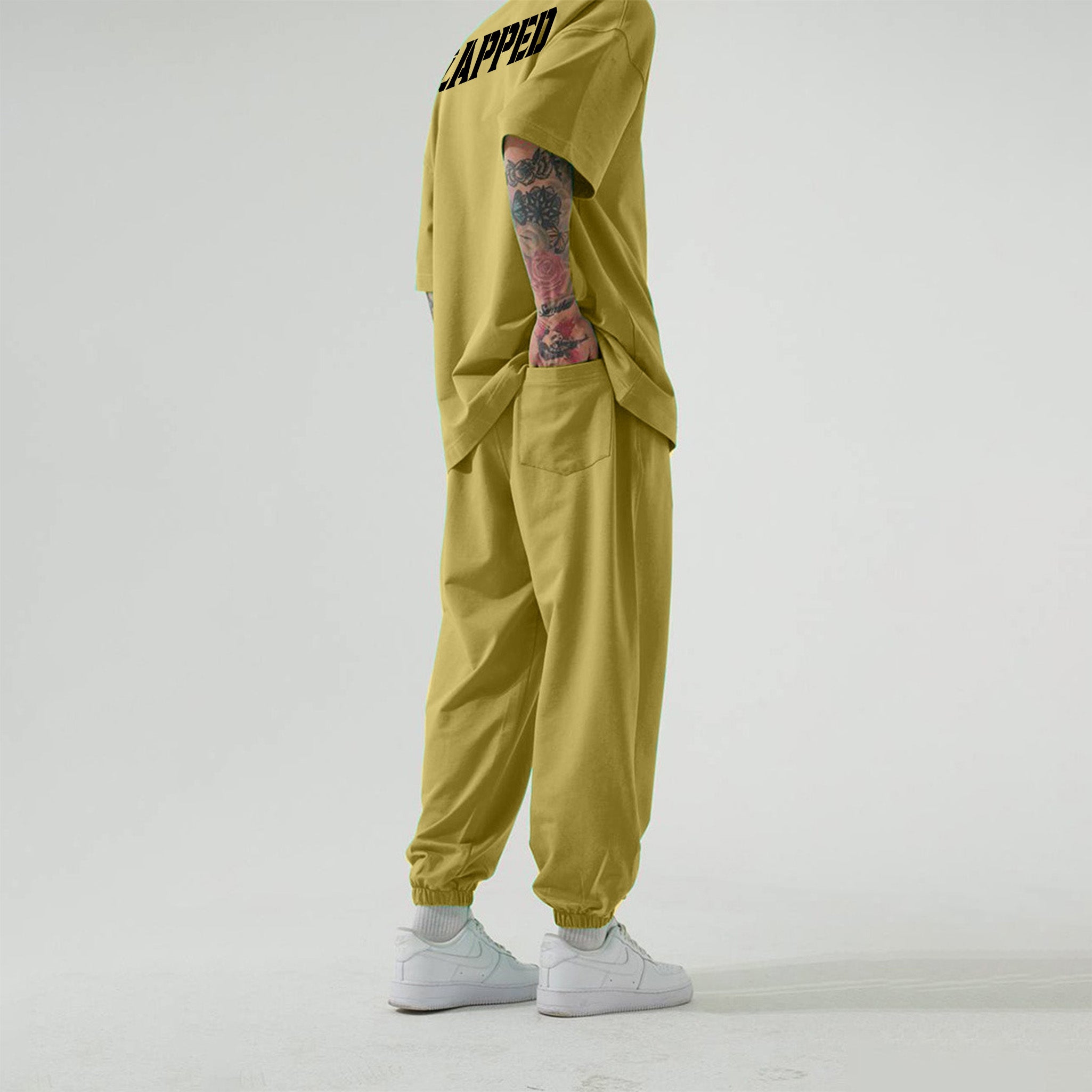 Zapped Oversize T-Shirt & Jogger Pant Cord Set - Olive