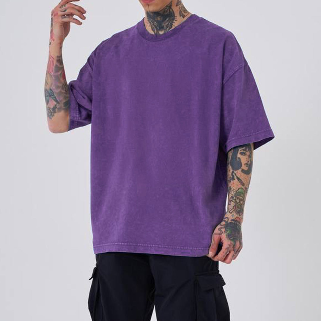 OVERSIZE ACID WASH T-SHIRT - PURPLE