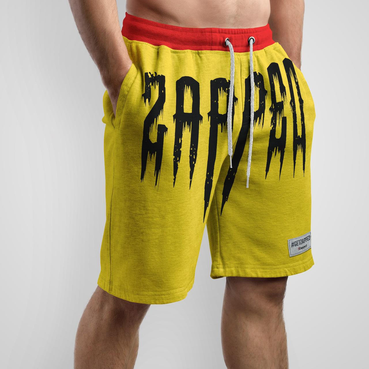 Zapped Red & Yellow Terry Cotton Shorts