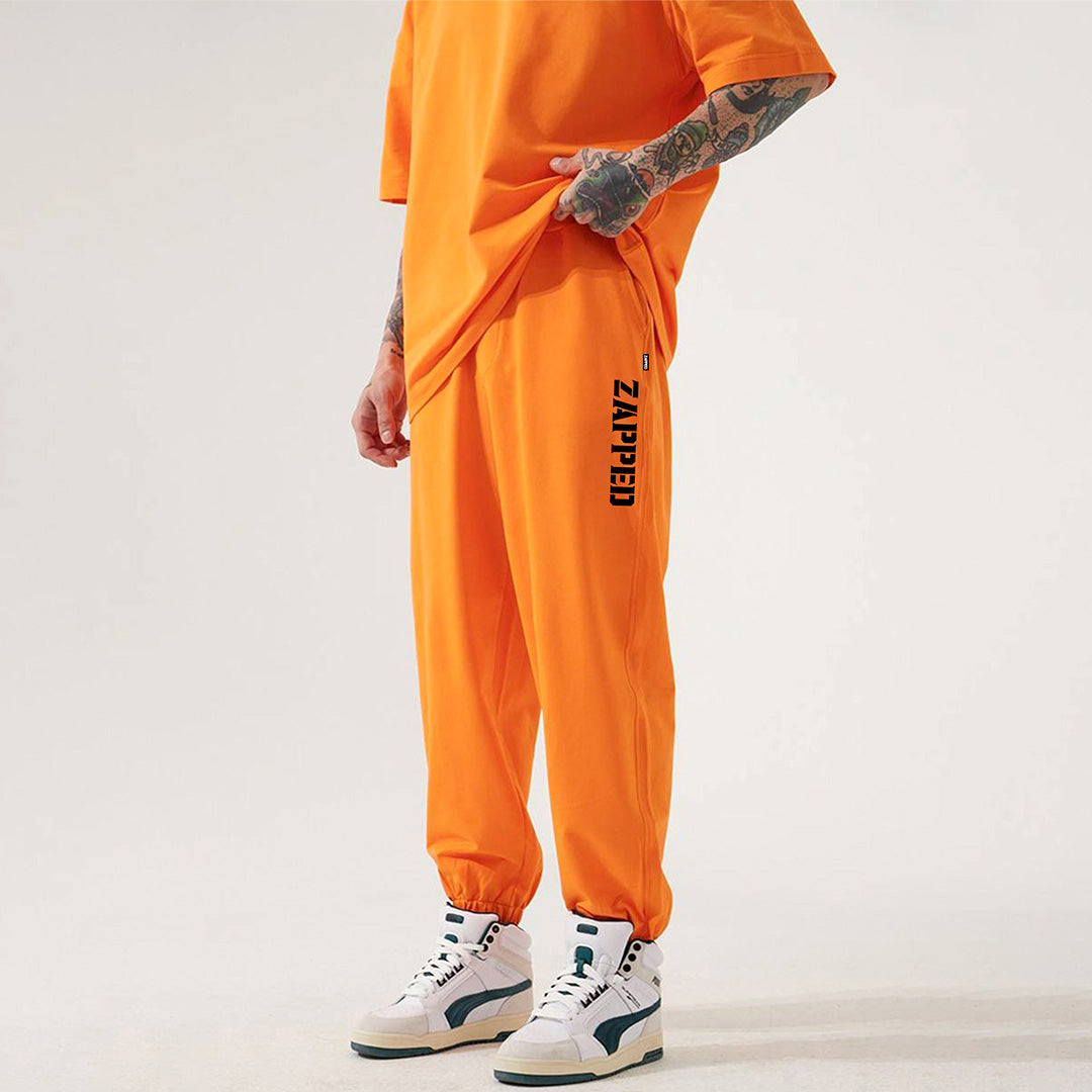 Zapped Oversize T-Shirt & Jogger Pant Cord Set - Orange