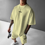 Zapped Oversize T-Shirt & Cargo Short Set - Yellow