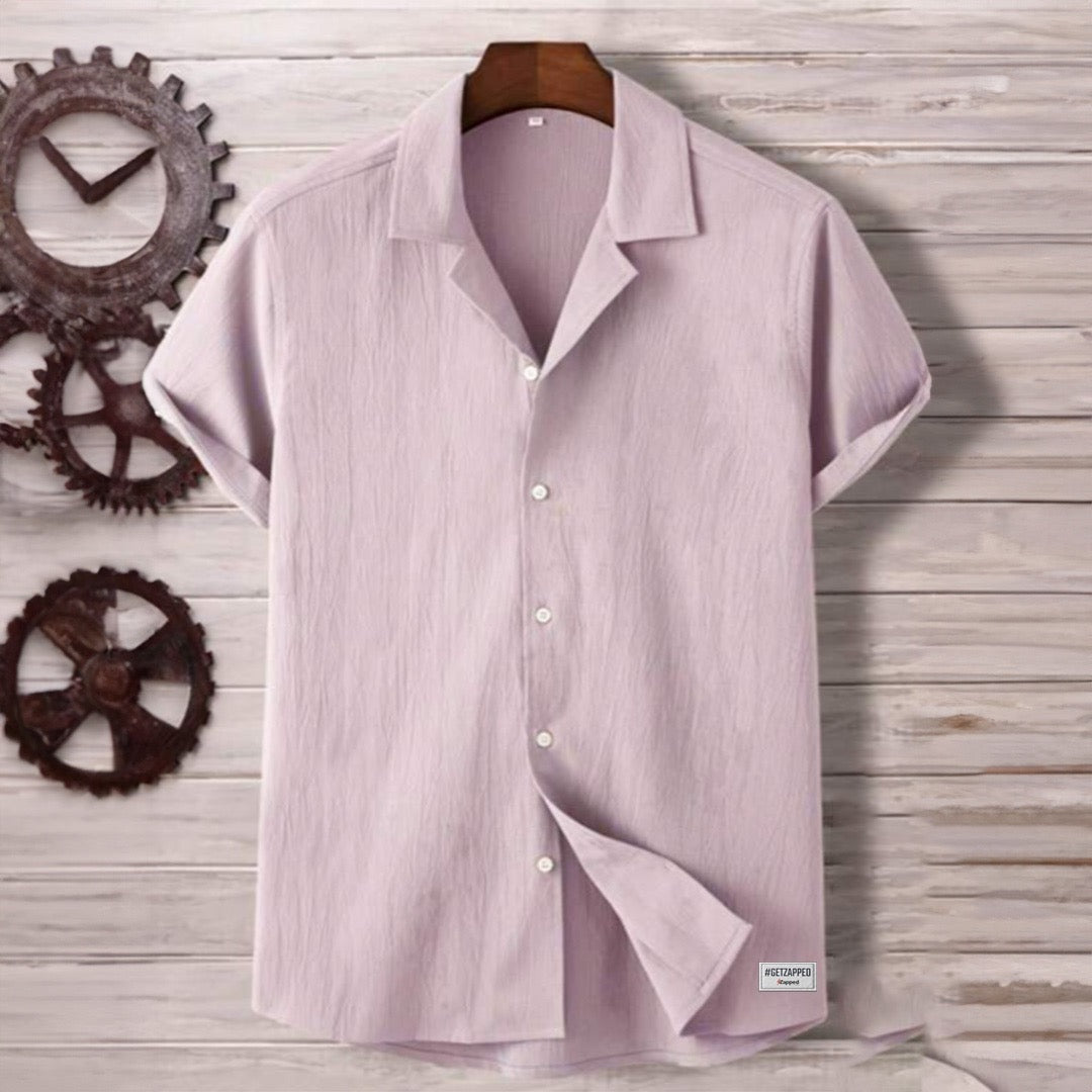Pink half sleeves Relaxed Fit shirt cotton linen