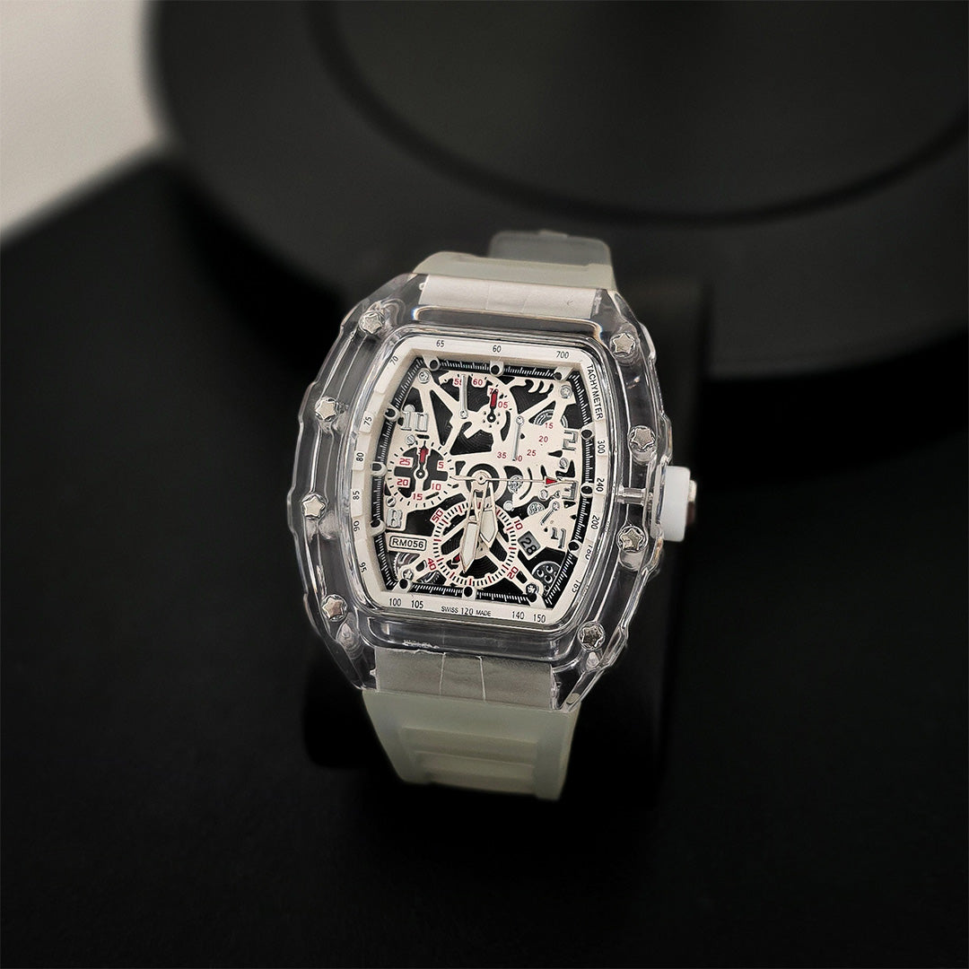 Luxury Quartz Wristwatch Auto Date Silicone Strap - White