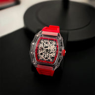 Luxury Quartz Wristwatch Auto Date Silicone Strap - Red