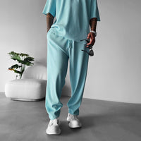 Oversized Quarter Sleeve  O Neck T-Shirt & Trouser Set - Arctic