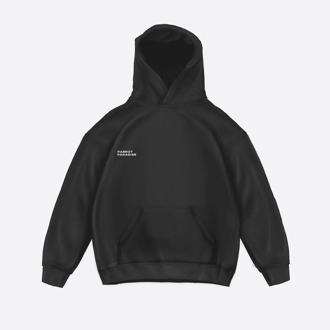 DROP SHOULDER PARADISE HOODIE - BLACK