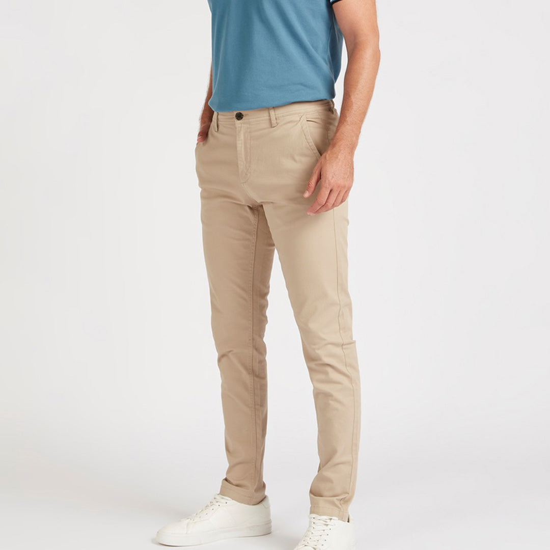 Beige Regular Fit Chinos with Button Closure and Pockets