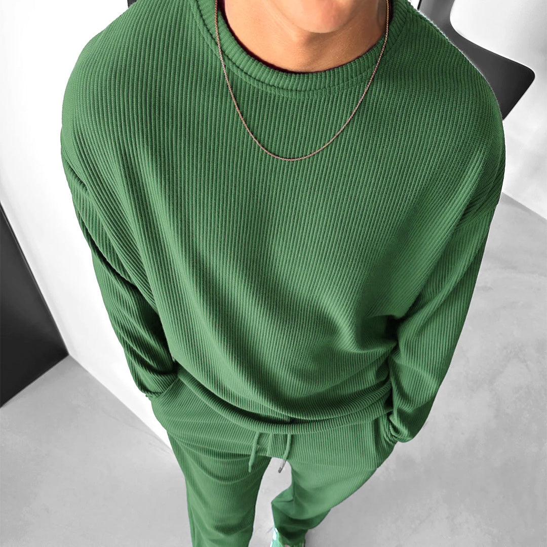 Zapped Oversized Full sleeve  O Neck T-Shirt & Trouser Set - Green