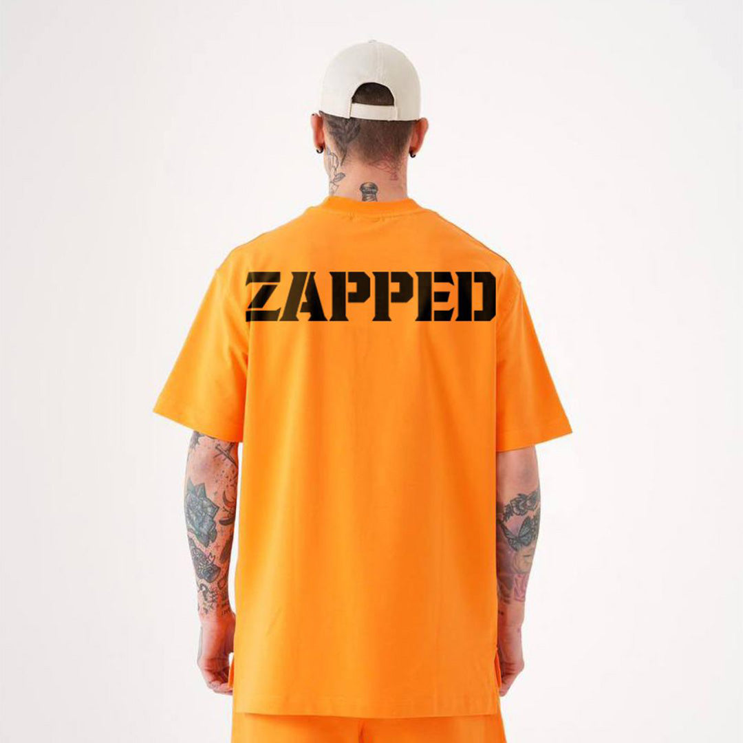 Zapped Crew Neck Cotton Oversize T-Shirt - Orange