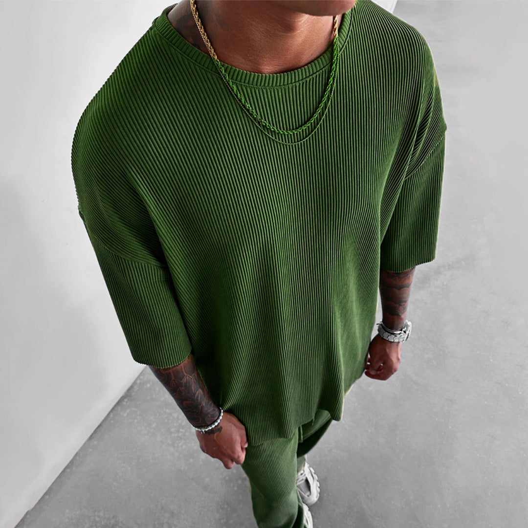 OVERSIZE RIBBED T-SHIRT - GREEN