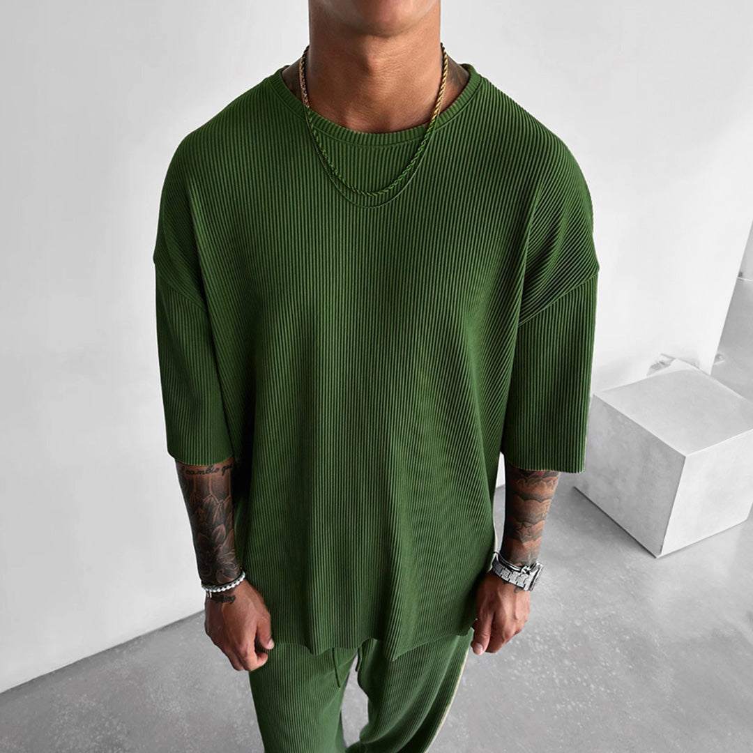 OVERSIZE RIBBED T-SHIRT - GREEN