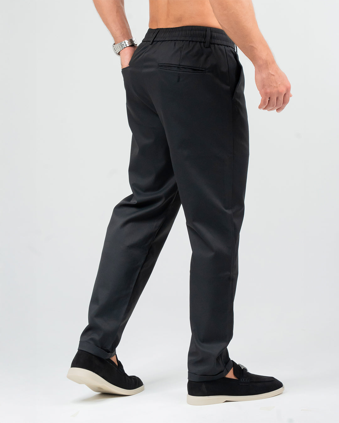 MEN’S BLACK SLIM-FIT TROUSERS
