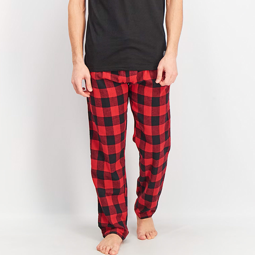 Zapped Loose Fit Plaid Cord Pant - Red Black